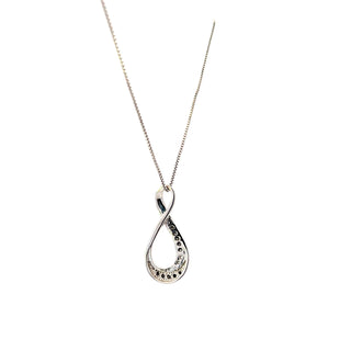 Sterling Silver Black & White Diamond Infinity Necklace 18"