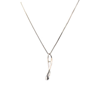 Sterling Silver Black & White Diamond Infinity Necklace 18"