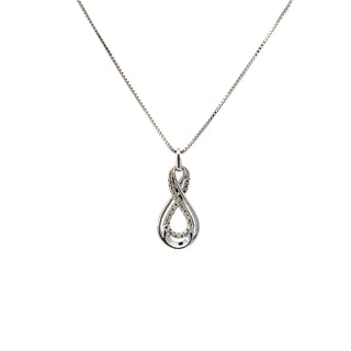 Sterling Silver Diamond Infinity Necklace 18"