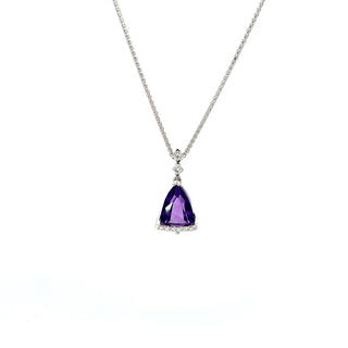 10K White Gold Amethyst and Canadian Maple Leaf Diamond Necklace