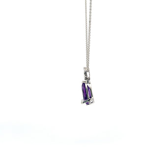 10K White Gold Amethyst and Canadian Maple Leaf Diamond Necklace