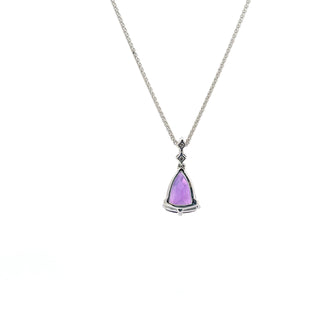 10K White Gold Amethyst and Canadian Maple Leaf Diamond Necklace