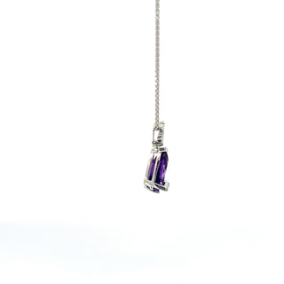10K White Gold Amethyst and Canadian Maple Leaf Diamond Necklace