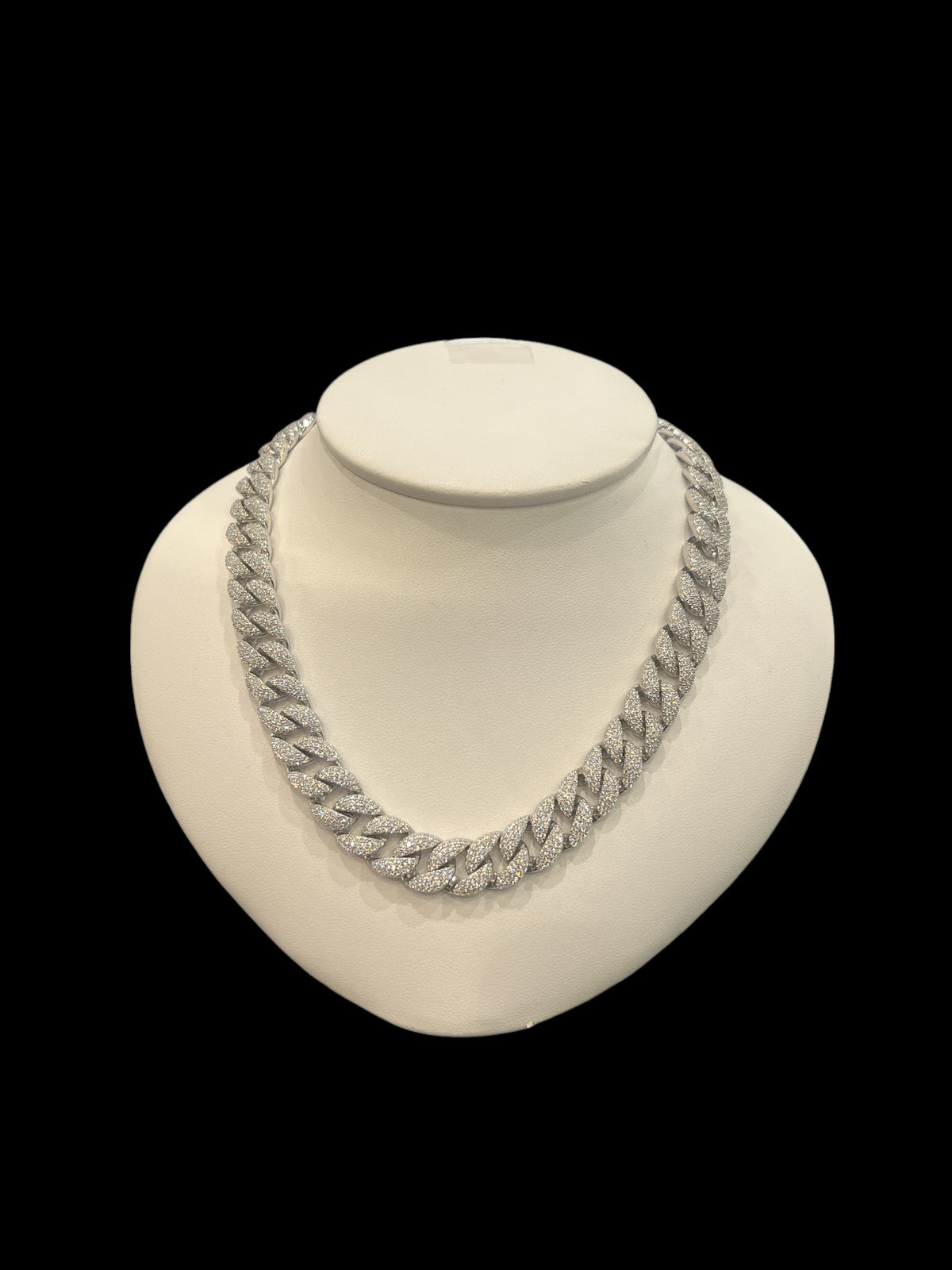 925 Sterling Silver 6mm Miami Cuban Curb Chain with Cubic Zirconias - 22 Inches