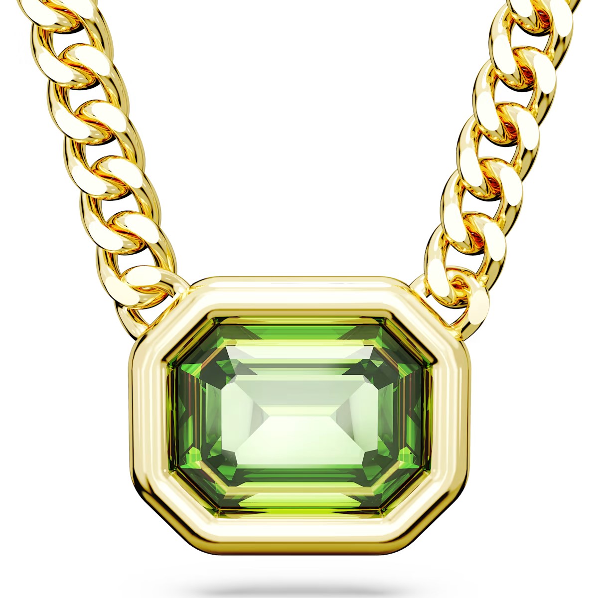 Swarovski Millenia pendant, Octagon cut, Green, Gold-tone plated 5671583 - Discontinued