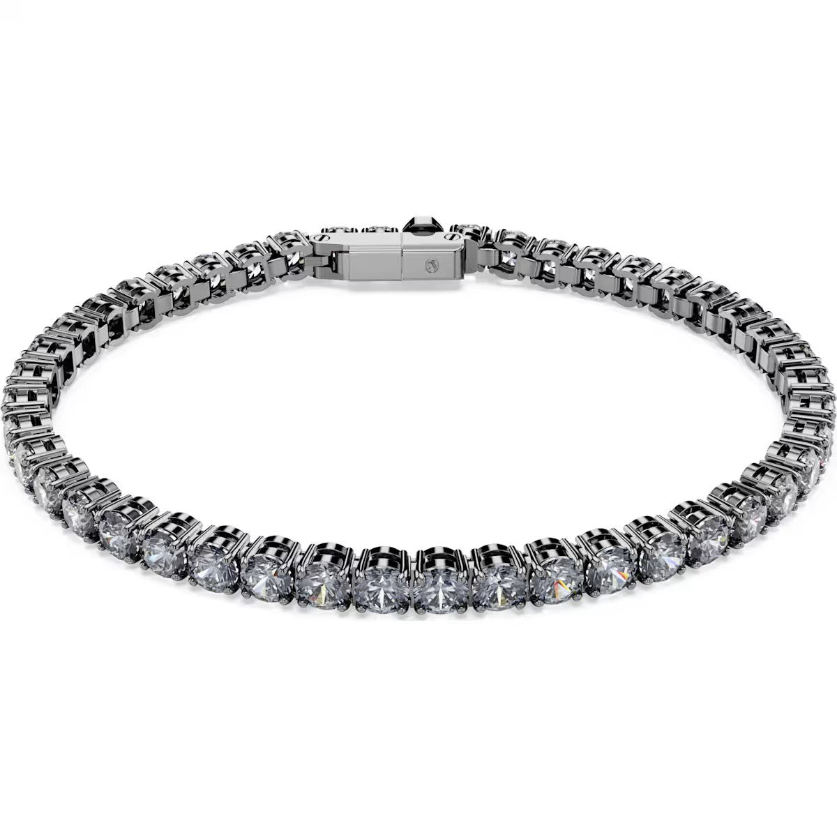 Swarovski - Matrix Tennis bracelet, Round cut, Gray, Ruthenium plated 5693928