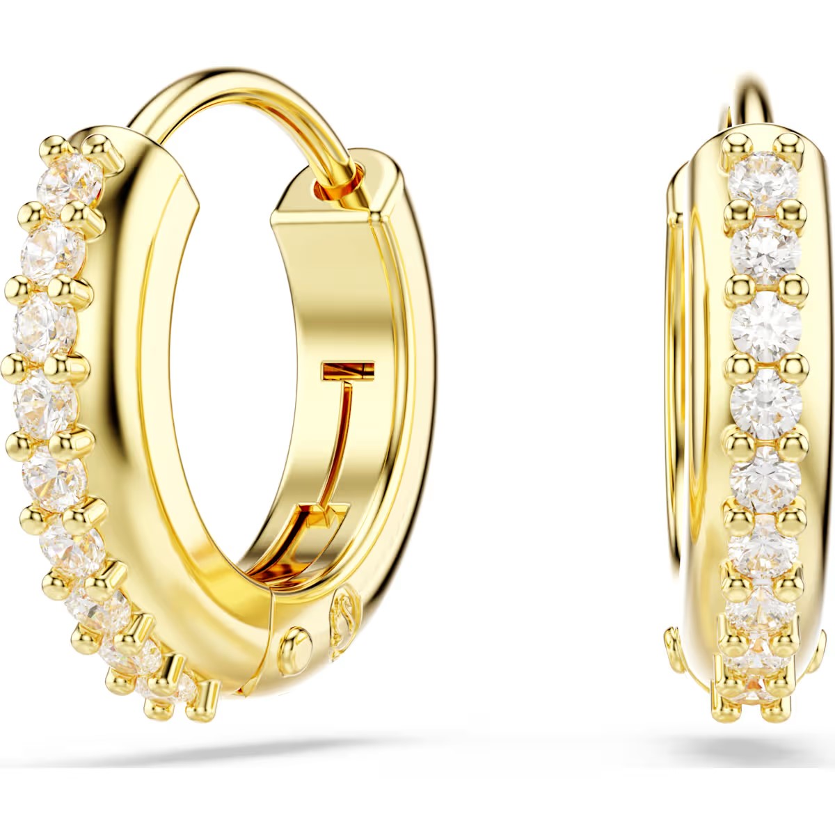 Swarovski - Matrix hoop earrings, Round cut, White, Gold-tone plated - 5697228