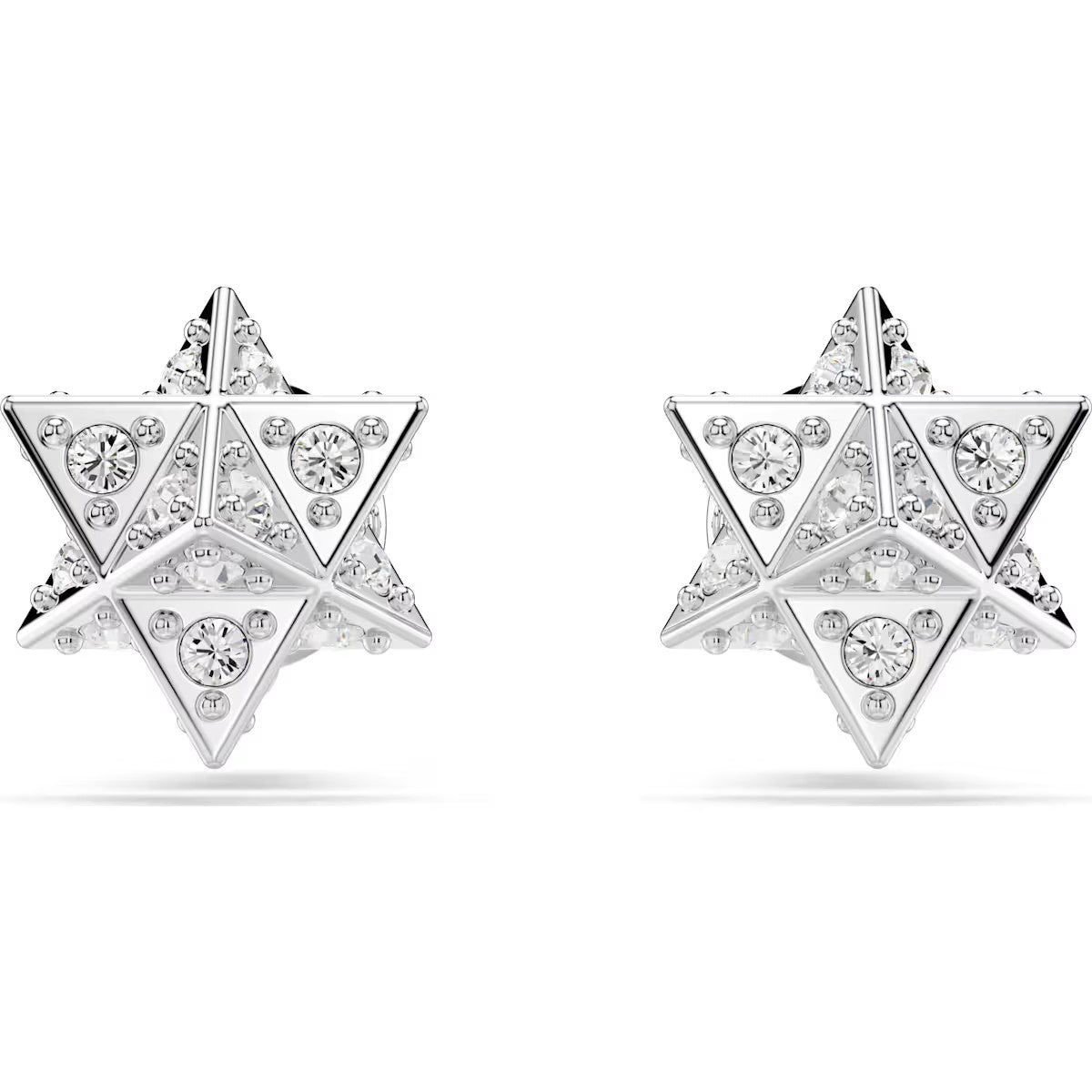 Swarovski - Dextera stud earrings, Round cut, Star, White, Rhodium plated - 5700322