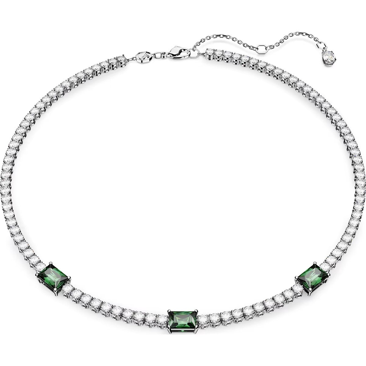 Collar Swarovski Matrix Tennis, Cortes mixtos, Verde, Baño de rodio 5666168 