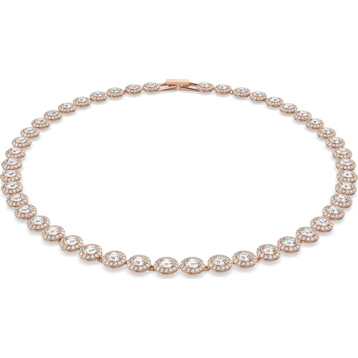 Swarovski - Una Angelic Tennis necklace, Round cut, White, Rose gold-tone plated 5367845