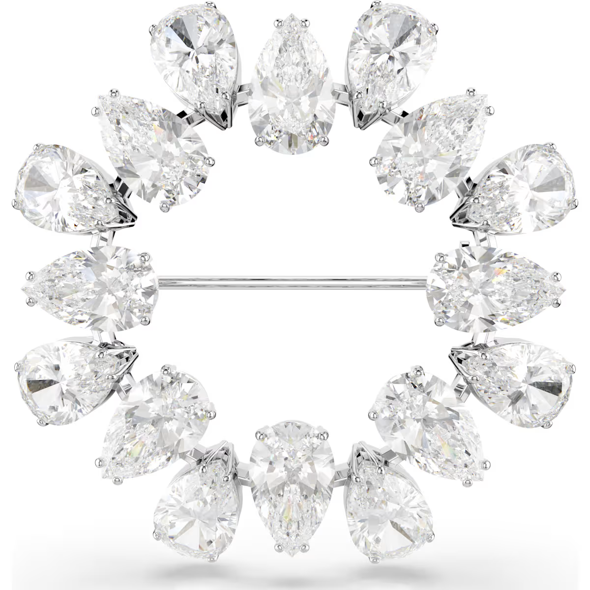 Swarovski - Matrix brooch, Pear cut, White, Rhodium plated 5714646