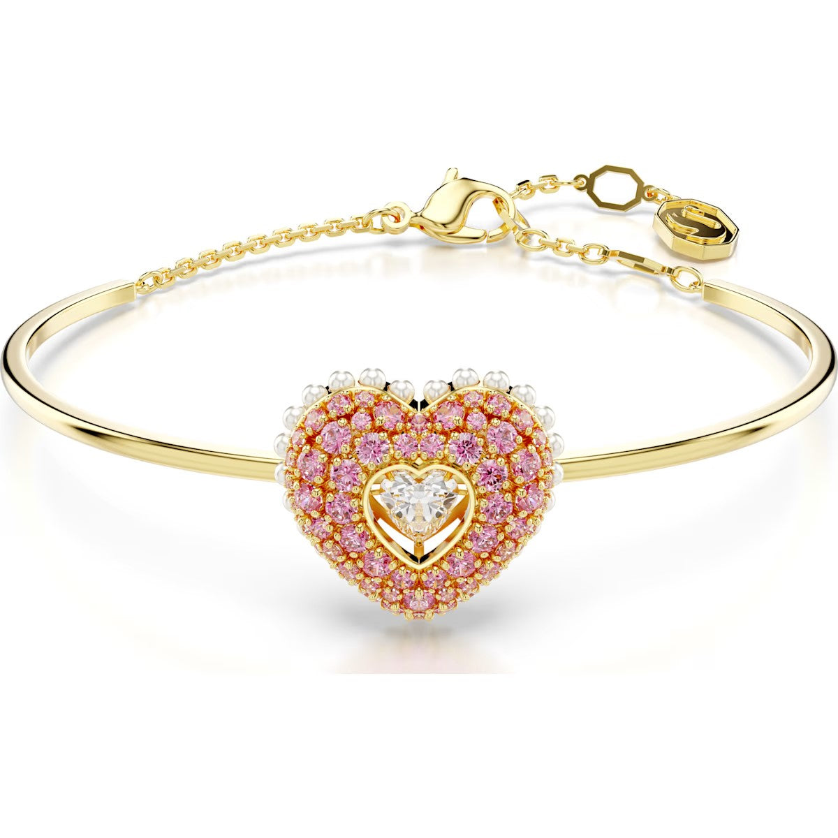 Swarovski - Hyperbola bangle, Heart, Pink, Gold-tone plated 5687258