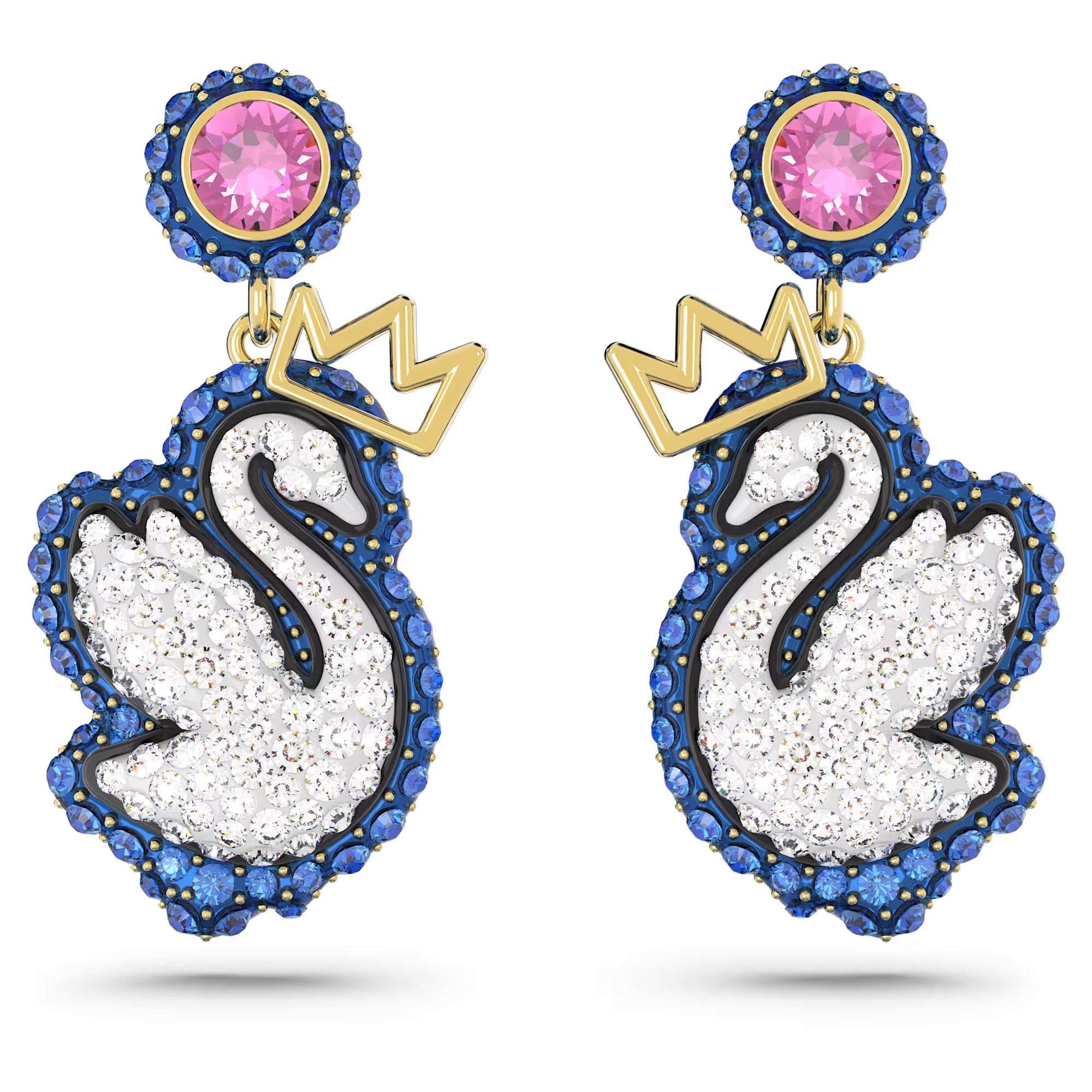 Swarovski - Swan drop earrings Swan, Blue, Gold-tone plated - 5649196 - Discontinued