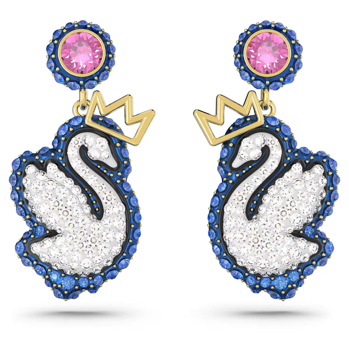 Swarovski - Swan drop earrings Swan, Blue, Gold-tone plated - 5649196 - Discontinued