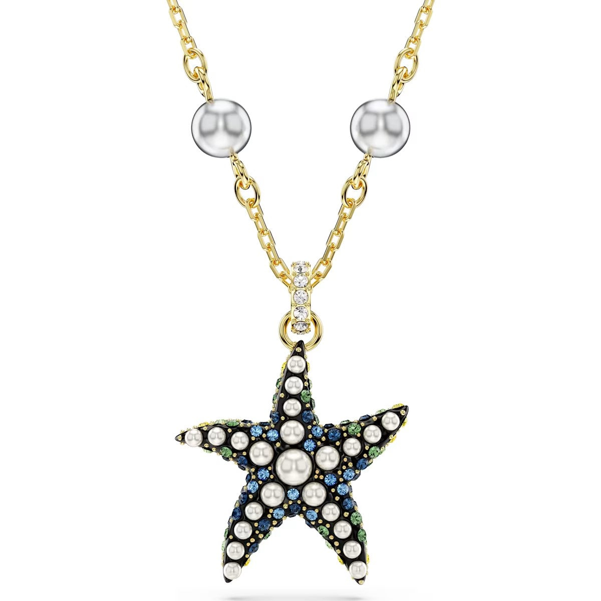 Swarovski - Idyllia pendant, Crystal pearls, Starfish, Multicolored, Gold-tone plated 5684116