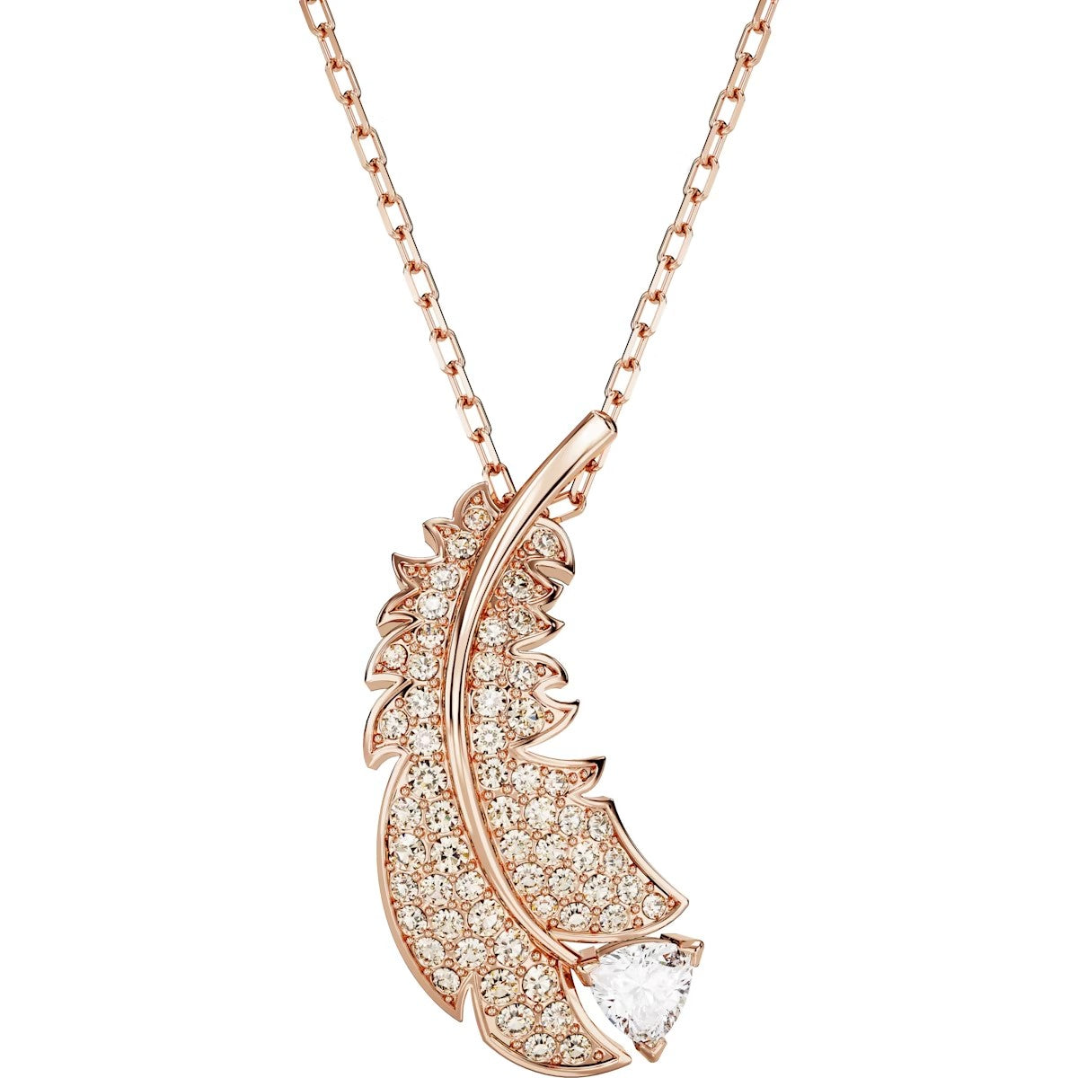 Swarovski Nice pendant, Feather, White, Rose gold-tone plated 5663483