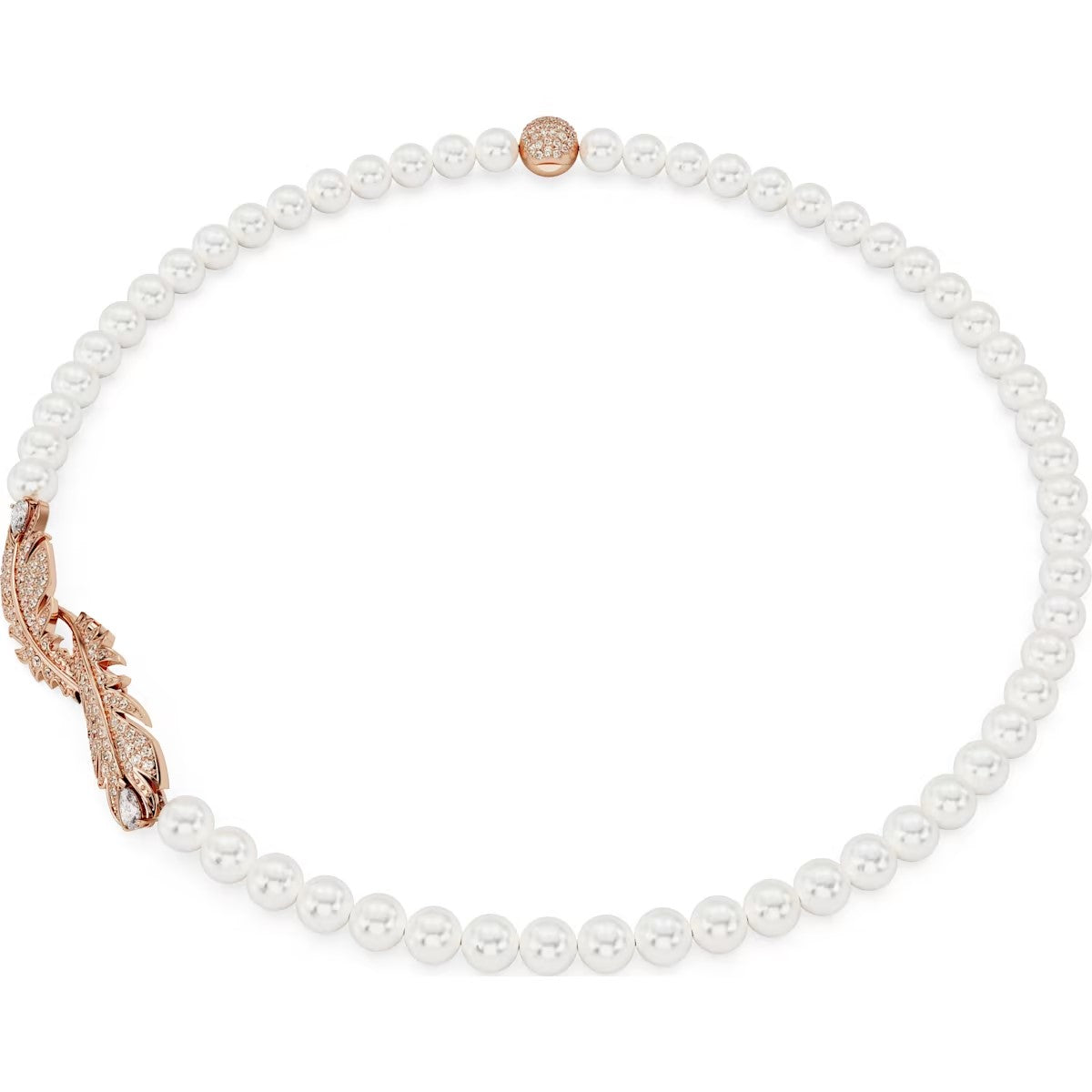 Swarovski Nice necklace, Feather, White, Rose gold-tone plated 5669221