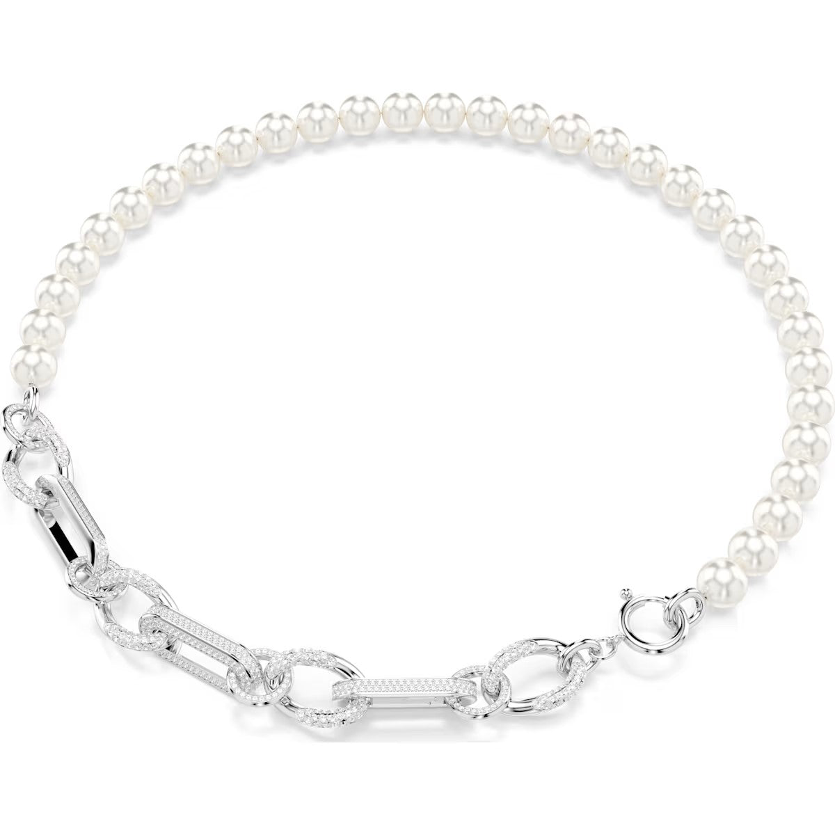 Swarovski - Dextera necklace, Crystal pearl, Mixed links, White, Rhodium plated - 5692744