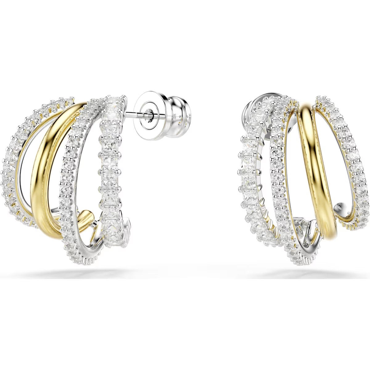 Swarovski -   Hyperbola hoop earrings, Mixed cuts, Mini, White, Mixed metal finish - 5689718