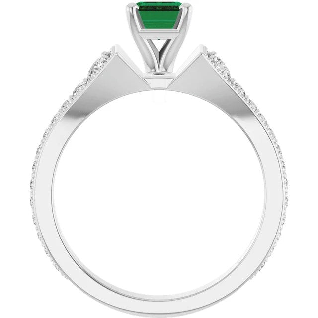 14K Semi Custom Emerald Engagement Ring