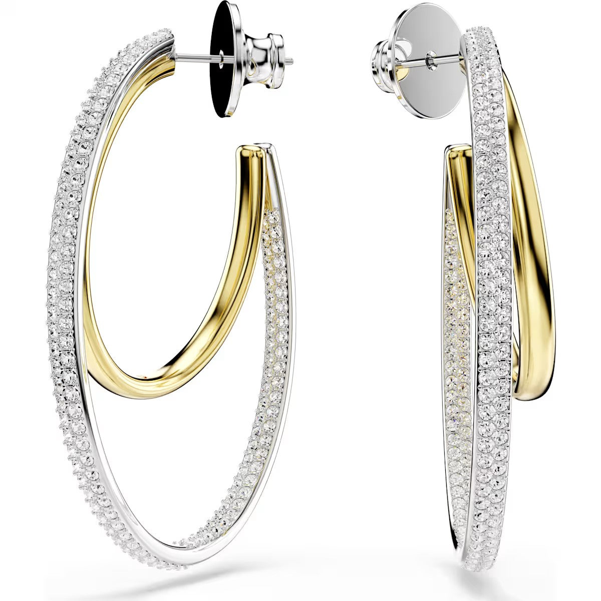 Swarovski -   Hyperbola hoop earrings, Round cut, Medium, White, Mixed metal finish - 5702400