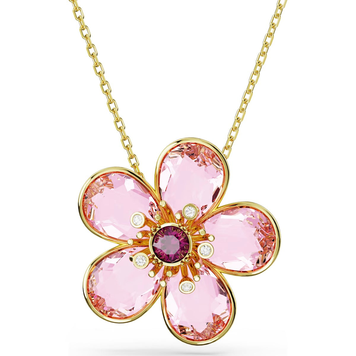 Swarovski Florere pendant, Flower, Pink, Gold-tone plated - 5657875