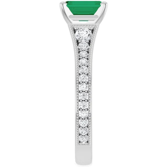 14K Semi Custom Emerald Engagement Ring