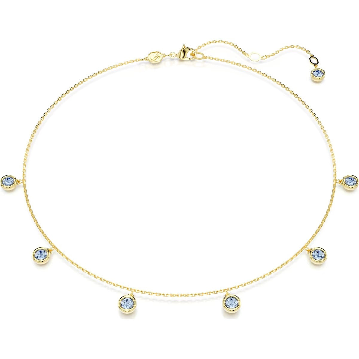 Swarovski - Collar Imber, Talla redonda, Azul claro, Baño tono oro - 5688246