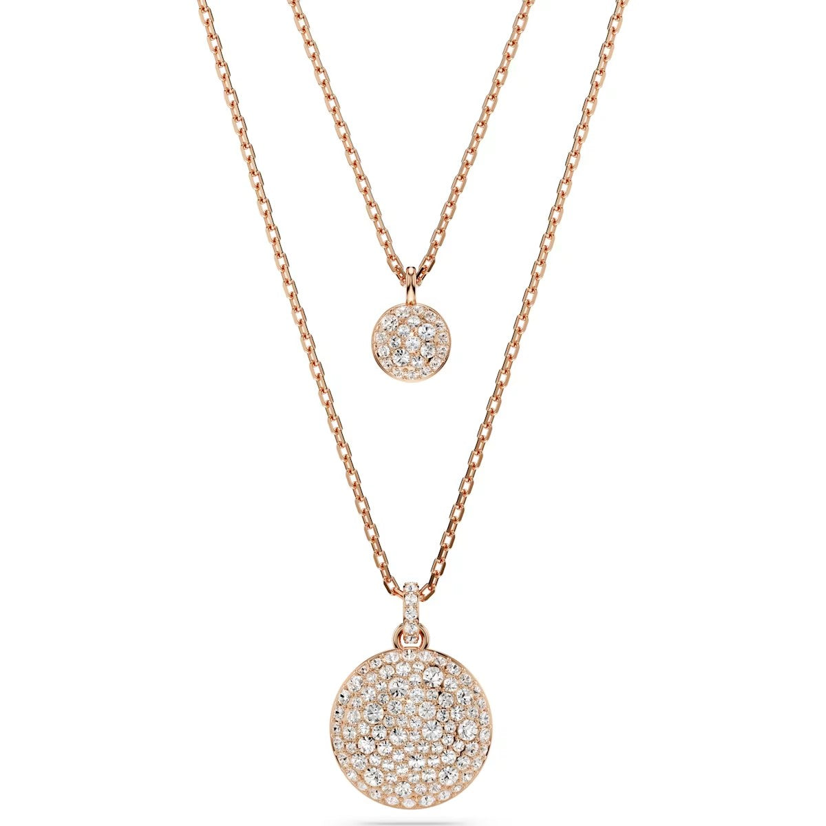 Swarovski Meteora layered pendant, White, Rose gold-tone plated 5683449