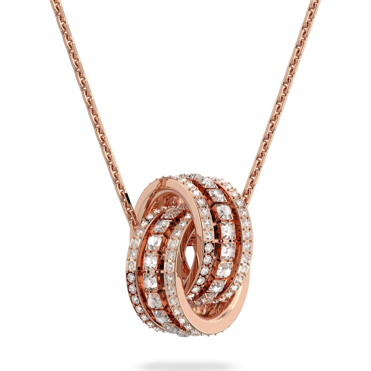 Swarovski Further pendant, Pavé, Interlocking loop, White, Rose gold-tone plated 5450930