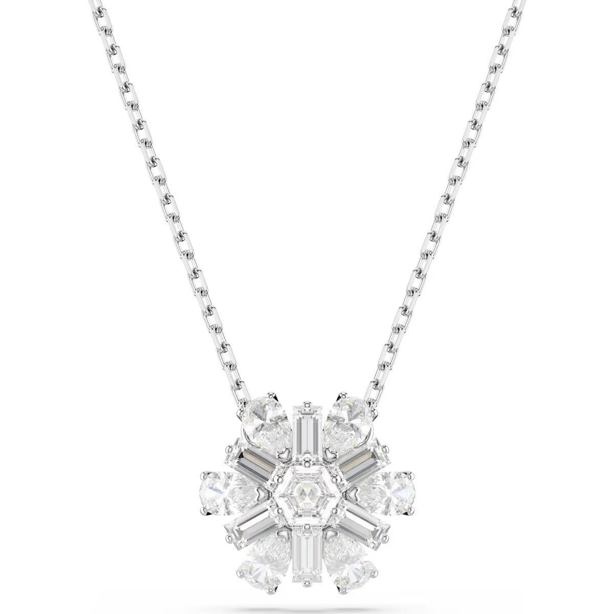 Swarovski - Idyllia pendant, Mixed cuts, Snowflake, White, Rhodium plated - 5691484