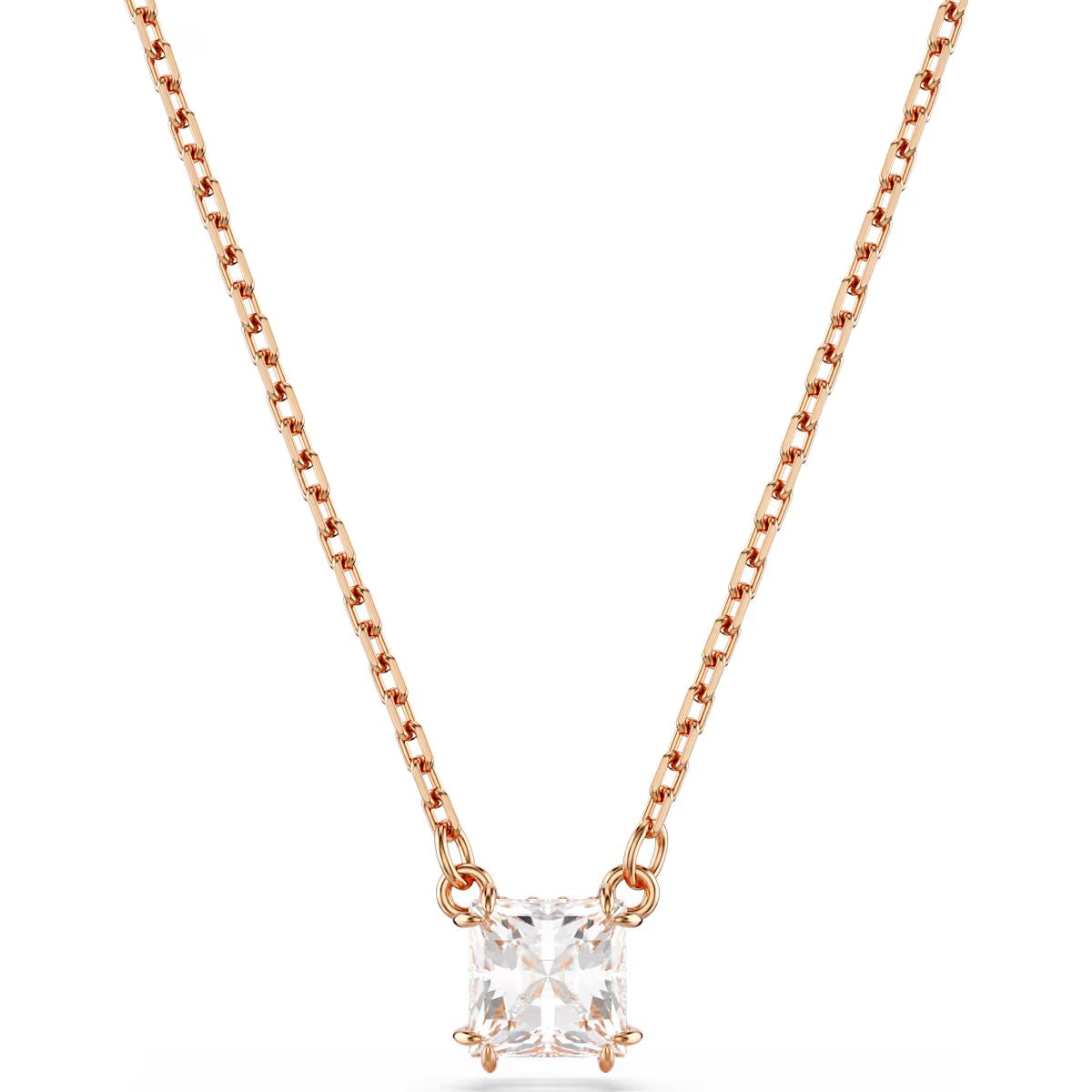 Swarovski -   Stilla pendant, Square cut, White, Rose gold-tone plated 5701904