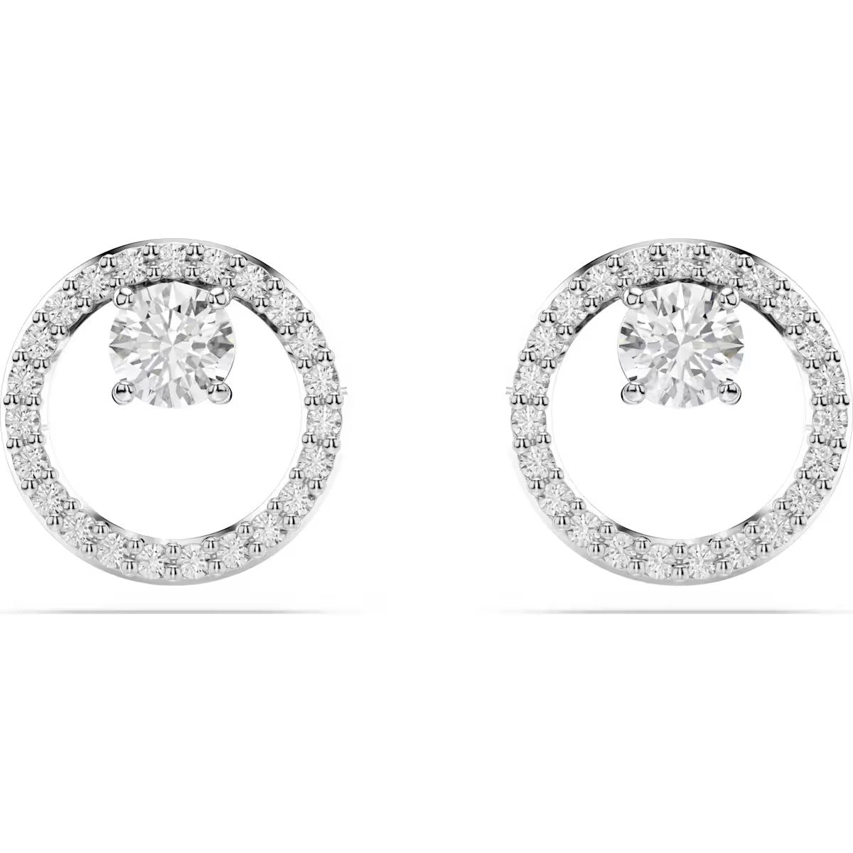 Swarovski - Constella stud earrings, Round cut, White, Rhodium plated - 5692262