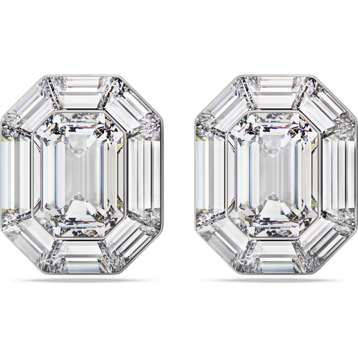 Swarovski - Lucent clip earrings, Octagon cut, White - 5698525