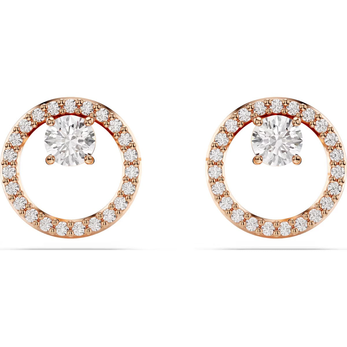 Swarovski - Constella stud earrings, Round cut, White, Rose gold-tone plated - 5692263