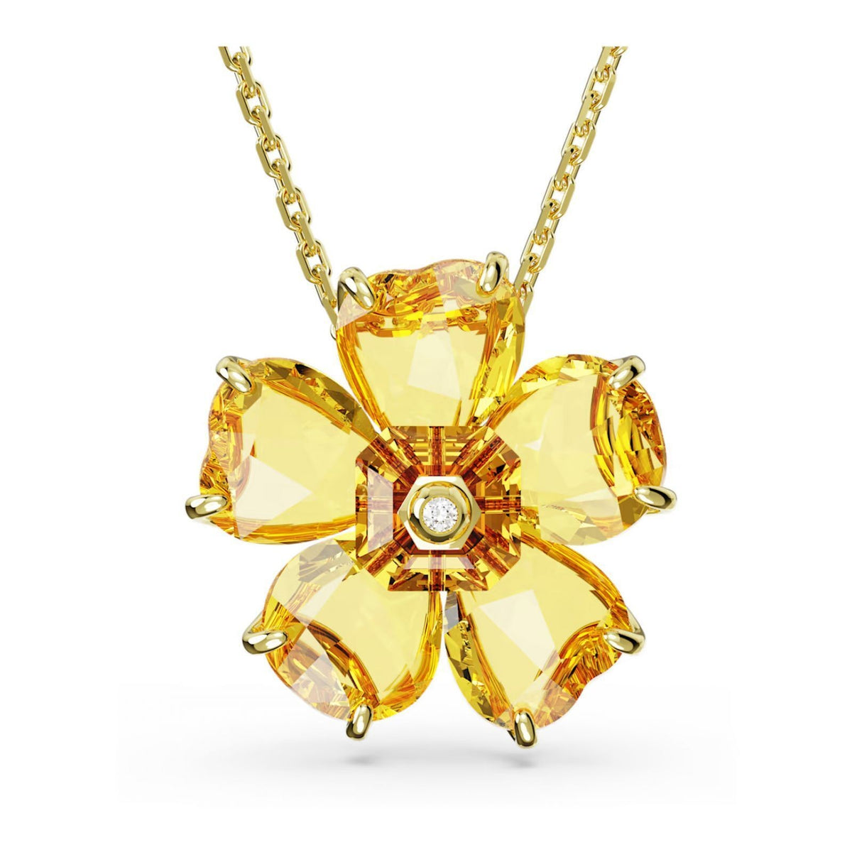 Swarovski Florere necklace, Flower, Yellow, Gold-tone plated 5650570