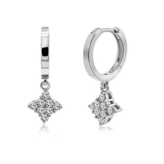 Plated Lab Grown Diamond Dangle Hoop Huggie Earrings