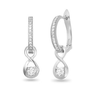 Plated Lab Grown Diamond Dangle Infinity Hoop Huggie Earrings