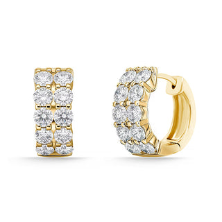 Plated Lab Grown Diamond Double Row Claw Set Hoop Earrings