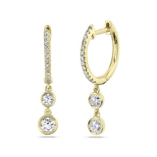 Plated Lab Grown Diamond Drop Dangle Hoop Huggie Earrings