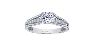 Pure White 18 karat Canadian Certified Gold round brilliant cut Canadian diamond ladies engagement ring