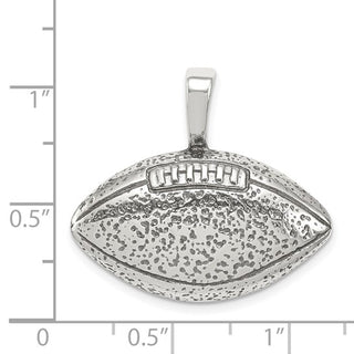 925 Sterling Silver Polished Finish Amercian Football Pendant - 17.15mm x 28.45mm