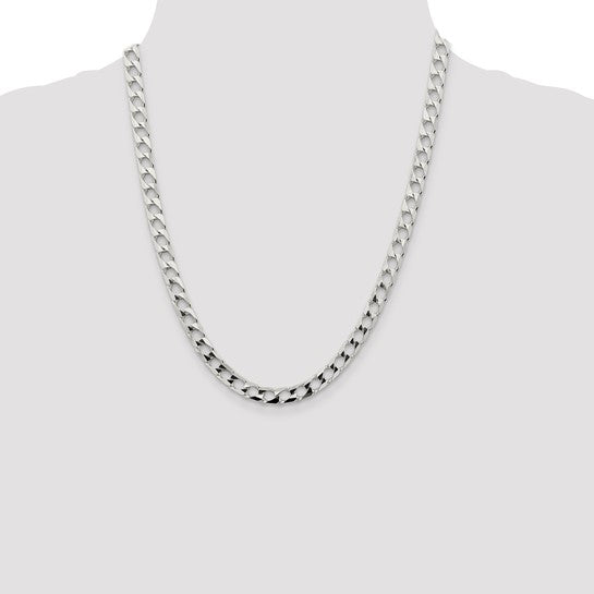 925 Sterling Silver 2.4mm Square Curb Chain 22"