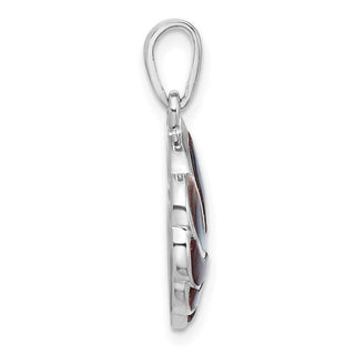 Sterling Silver Rhodium-plated Polished Abalone Swirl Shell Pendant