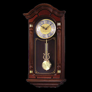 Seiko Stately Dark Brown Solid Oak Case Wall With Pendulum And Chime QXH004BN