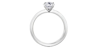 Anillo de compromiso de diamantes canadienses de talla brillante redonda de 1,01 quilates en oro blanco de 14 quilates