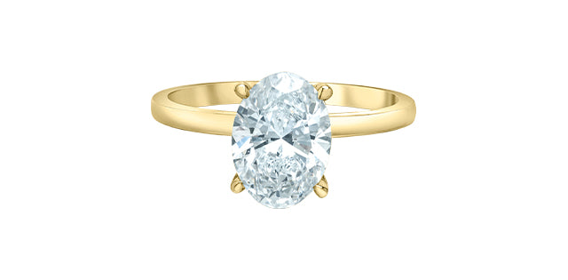 14K Yellow Gold 2.05Cttw Lab Grown Oval Cut Diamond Engagement Ring With Hidden Halo