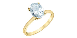 14K Yellow Gold 2.00Cttw Lab Grown Oval Cut Diamond Engagement Ring With Hidden Halo