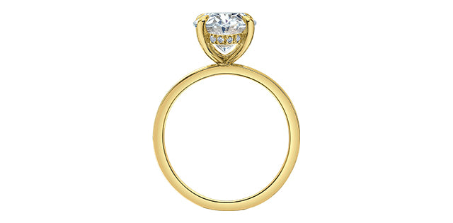 14K Yellow Gold 3.09Cttw Lab Grown Oval Cut Diamond Engagement Ring With Hidden Halo