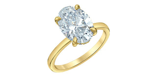 14K Yellow Gold 3.09Cttw Lab Grown Oval Cut Diamond Engagement Ring With Hidden Halo